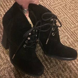 Black Suede Michael Kors Lace-up Booties